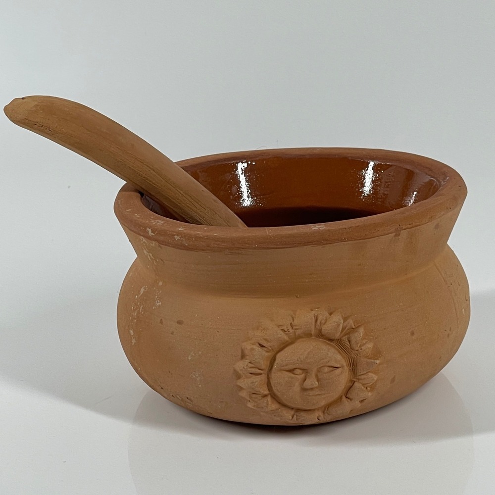 Boston Warehouse Bentsen-West Designs Terracotta Sun Face Dip Bowl Ladle Italy